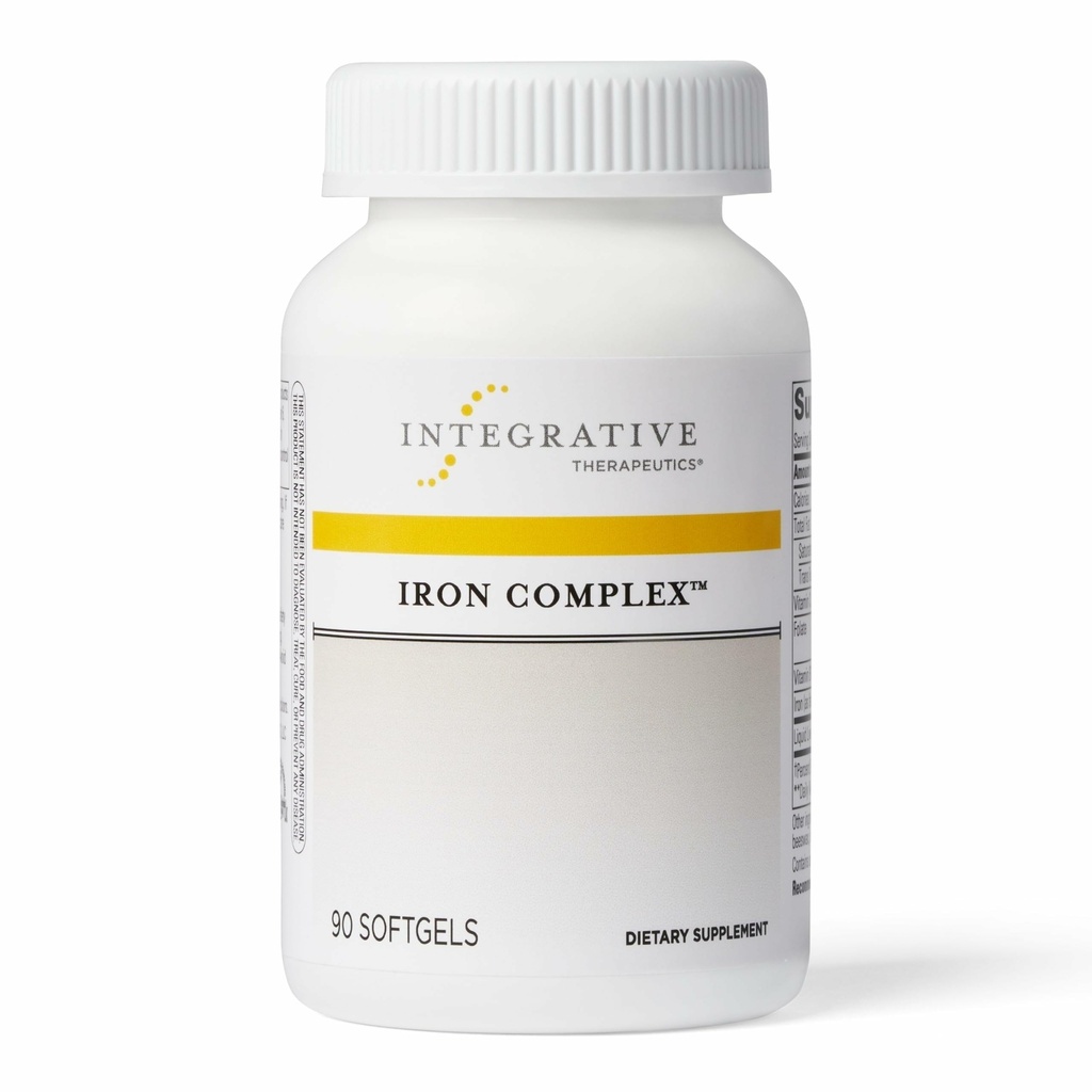 Integrativ terapi Iron Complex - Wellness & Energy Support med Vitaminer C & B12 * - Inkluderer Folate - Gluten- Free & Dairy- Free - 90 Softgels (45 Servere)