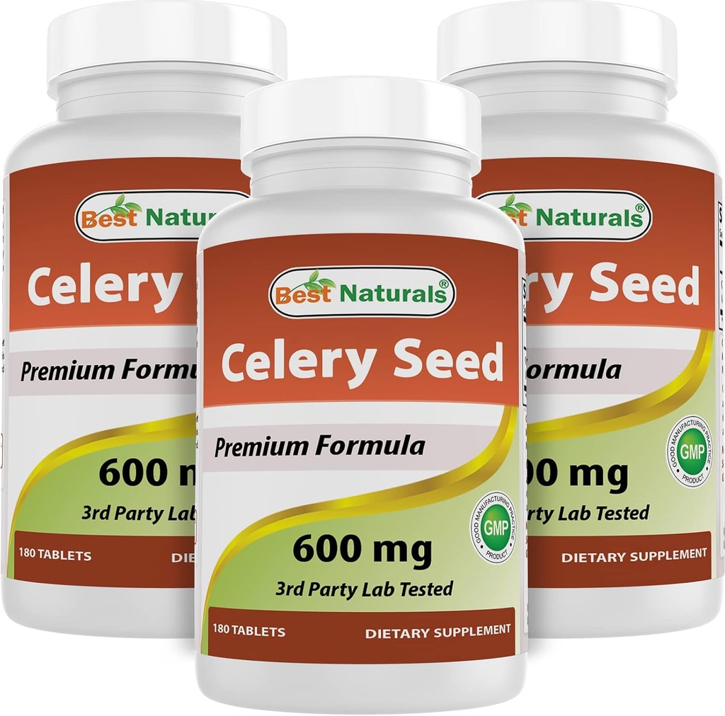 Bedste Naturals Selleri Seed 600 mg 180 tabletter (180 greve (pakning med 3))
