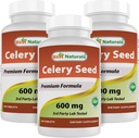 Bedste Naturals Selleri Seed 600 mg 180 tabletter (180 greve (pakning med 3))