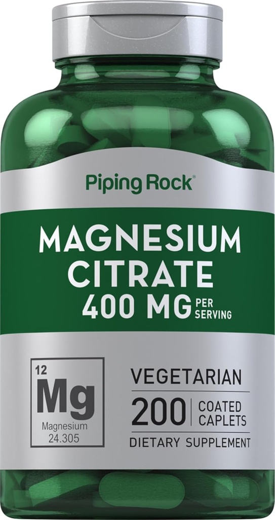 Piping Rock Magnesium Citrate * 124; 400 mg * 124; 200 kapsler * 124; Vegetar, Non- GMO, Gluten Free Supplement