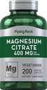 Piping Rock Magnesium Citrate * 124; 400 mg * 124; 200 kapsler * 124; Vegetar, Non- GMO, Gluten Free Supplement