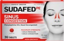 Sudafed PE Sinus Congestion Relief Tablets, Maksimal styrke, Non- Drowsy 10 mg Phenylephrin HCI Decongestant for Sinus Tryk & Nasal Congestion Relief, På grund af kold eller allergier, 36 læ