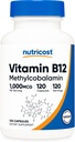 Nutricost Vitamin B12 (Methylcobalamin) 1000mcg, 120 Kapsler - Vegetarisk, Non- GMO & Gluten Free B12 Supplement