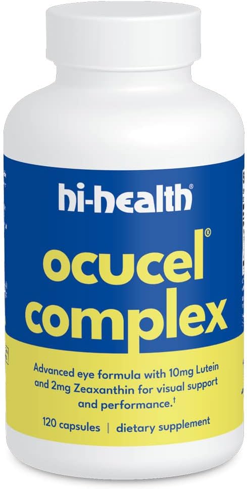 Hi- Health Ocucel Complex Advanced Eye Support Vitaminer til beskyttelse mod overdreven brug af computere og mobiltelefoner, 120 kapsler