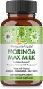 Økologisk Veda Moringa Max Milk Amning Supplement (120 kapsler) - 1800 mg Super Strength Organic Vegan Complex med Fenugreek, Milk Thistle, Moringa Leaf & Frø til amning Mælkeforsyning