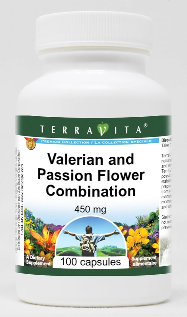 Valerian and Passion Flower Kombination - 450 mg (100 kapsler, ZIN: 513631)