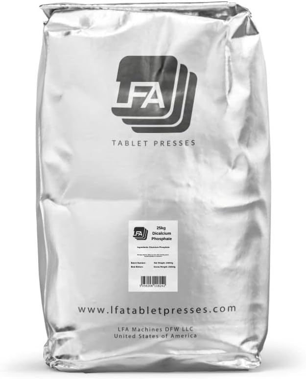 Dicalcium Phosphat Vandfrit DCP pulver - 25 kg (55 LB) - Food Anti- Caking Agent & Supplement Filler Hjælpestof - Tablet & Kapsel Flow Glidant