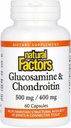 Naturlige faktorer Glucosamin & Chondroitin - Understøtter sunde Joints & Connective Tissue - Non-GMO & Gluten- Free - 60 kapsler (20 Servere)