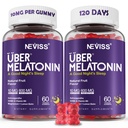 Melatonin Gummies 10mg 20mg til voksne, Melatonin 10 mg per gummy med Ashwagandha, Magnesium Glycinat, GABA, L- theanin, Valerian Root & Lemon Balm, Rest Support, Grape Flavor, 2- Pack