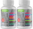 VITEEY 11 i 1 immunforsvar supplement - immunforsvar med vitamin D3, B6, Echinacea, gurkemeje, Rose- HIPS, Selen, BioPerine, Ingefær, Elderberry C-vitamin og zink - 120 Tæl