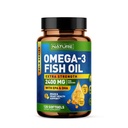 Bygget af Nature Omega 3 Fish Oil Soft Gels - 2400 mg Fish Oil, 1440 mg Omega 3, 864 mg EPA, 576 mg DHA - Ekstra styrke Brain & Heart Health Support - 120 Softgels