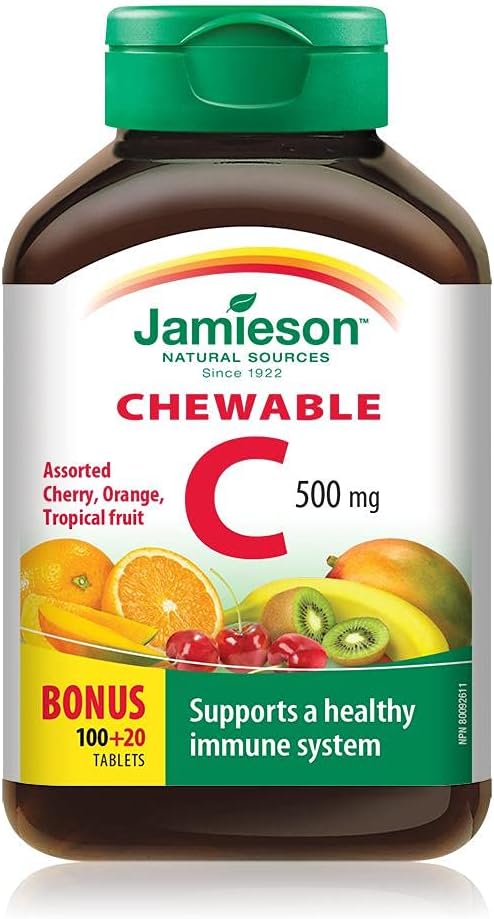 Jamieson C-vitamin blandet frugt 500 mg 120 tabletter