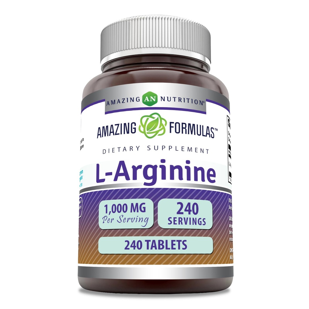 Amazing Formulas L- Arginin 1000mg Tablets ttesmå 124; Aminosyre tillæg for kvinder & mænd