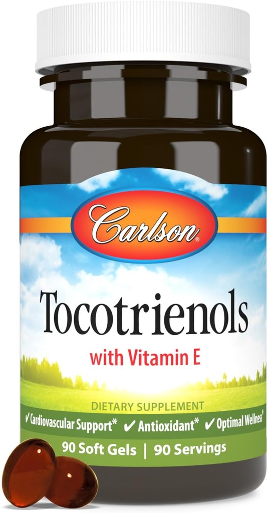 Carlson - Tocotrienoler, 40 mg, med Natural- Source Vitamin E, Gamma, Alpha, Delta, Beta, Sustainable Southed, 90 Softgels