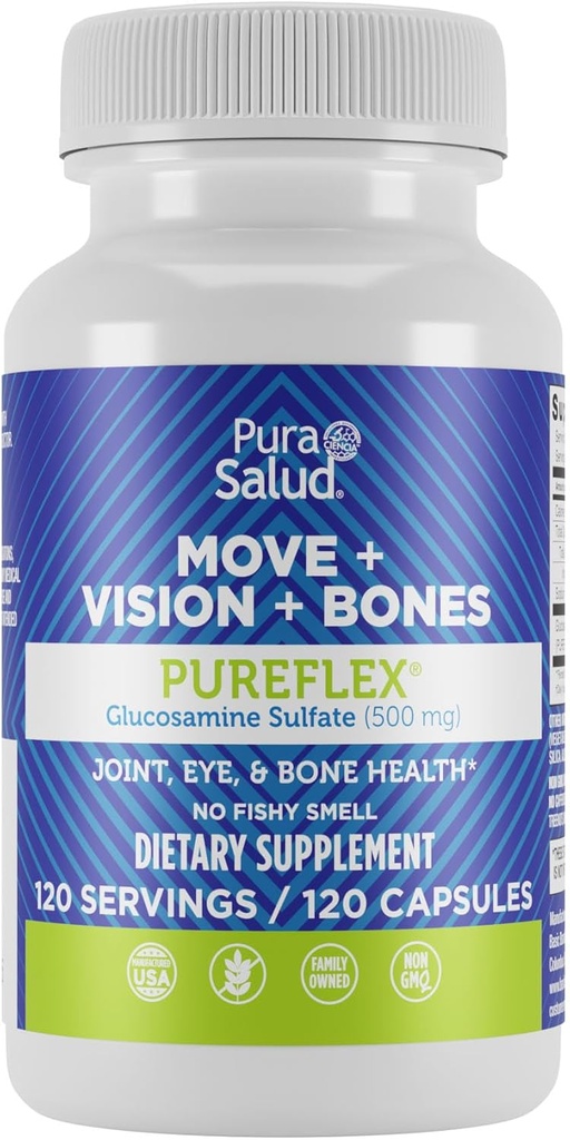 Basic Brands Pura Salud Pureflex Glucosamine Sulfate 500 mg, 120 Greve (pakning med 1)