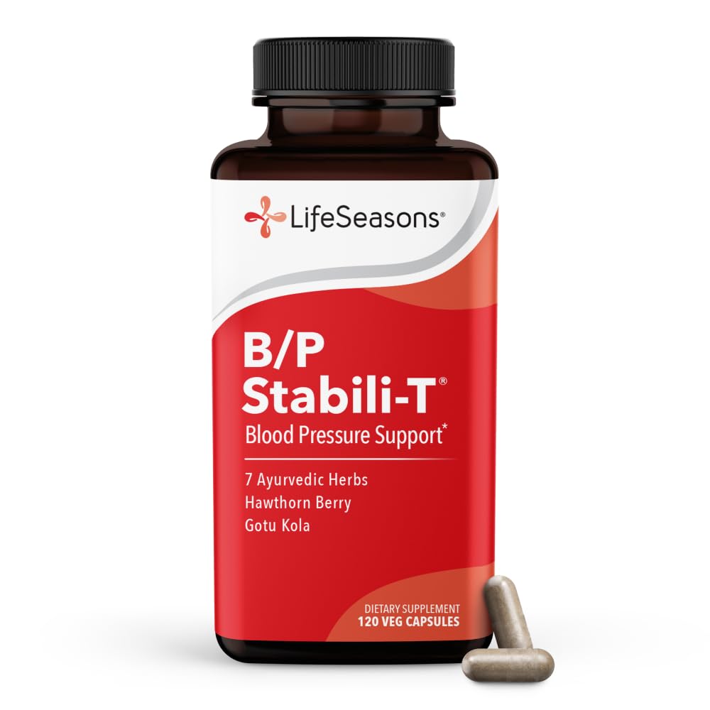 LifeSeasons B / P Stabili- T - Blodtrykssupport - supplement til sundt hjerte & kredsløb - Ashwagandha, Arjuna, Gotu Kola & Hawthorn Berry - 120 kapsler