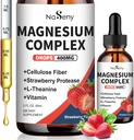Magnesium Glycinate Liquid 400mg, høj absorption Magnesium Complex tilskud med vitamin B6, D, C til støtte søvn, muskel, nerve sundhed, non-GMO gluten fri Vegan (2 Fl Oz / Strawberry)