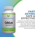 ColoLax Gentle Forstoppelse Relief for voksne - Afføring blødgøringsmiddel & kolon Rengøring med Psyllium Husk - Støtte til regelmæssighed, Relief fra Gas & Bloating, og fordøjelsesstøtte - 60 kapsler