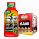 Vitamin Energy Focus + Extra Strength Energy Shot Mango 48 Pack, 260mg Natural Coffein, B- Vitamin, CoQ10, Aminosyrer, Focus, Produktivitet & Clarity, Zero Sugar, Gluten- Free, 1,93 fl oz