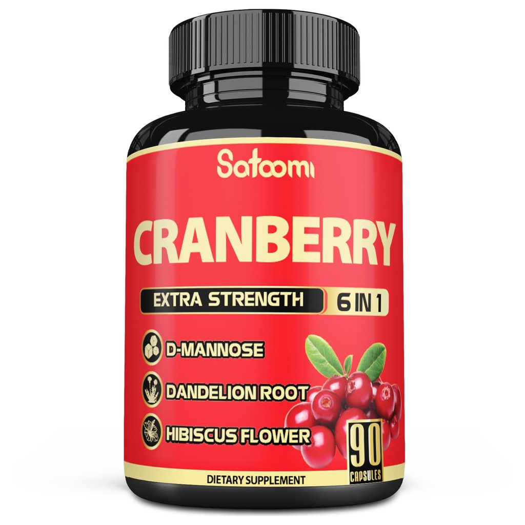 Satomi 6in1 Cranberry Pills til kvinder - 3-måneders levering - 6 planteingredienser ekstrakt - 90 Veggie kapsler
