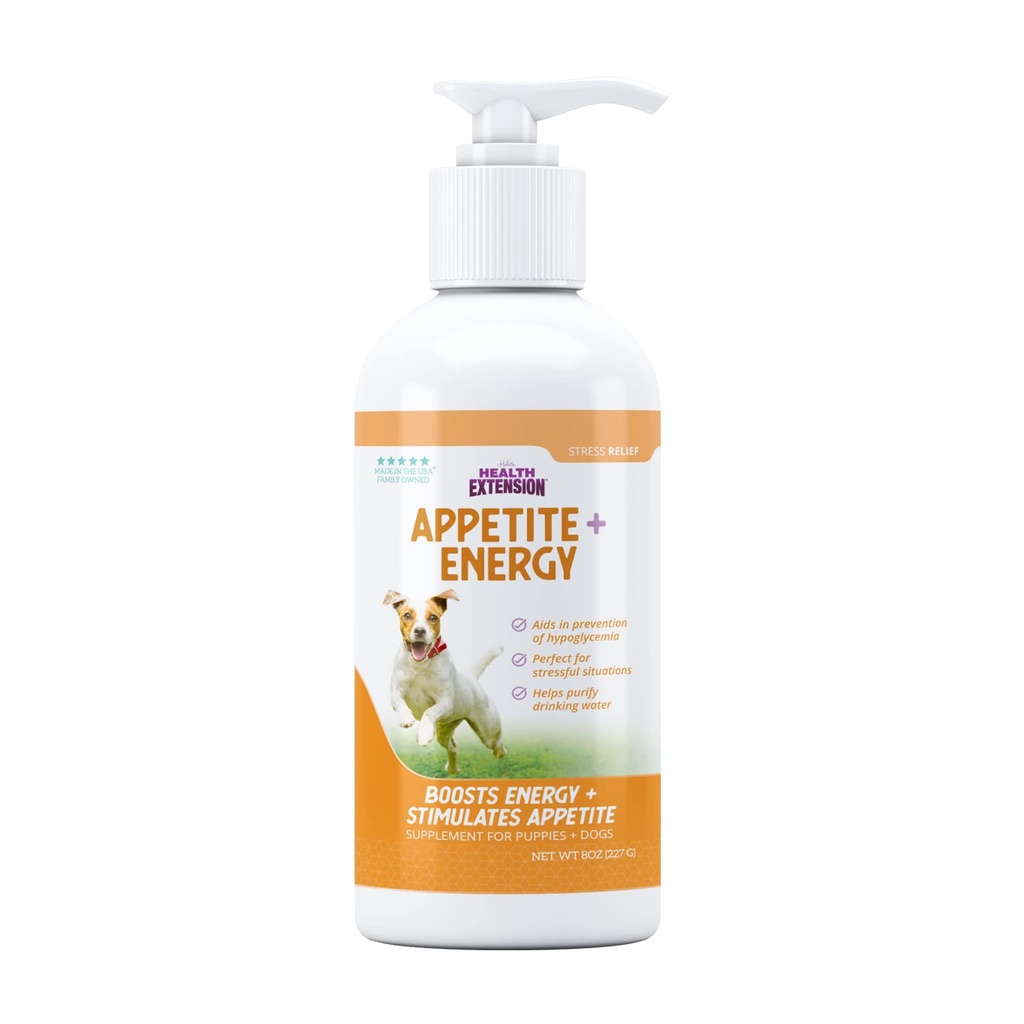 Health Extension Stress Relief supplement til hunde, 8oz - Appetite & Energy Boost, Forebygger Hypoglycæmi, Beriget med B-vitamin