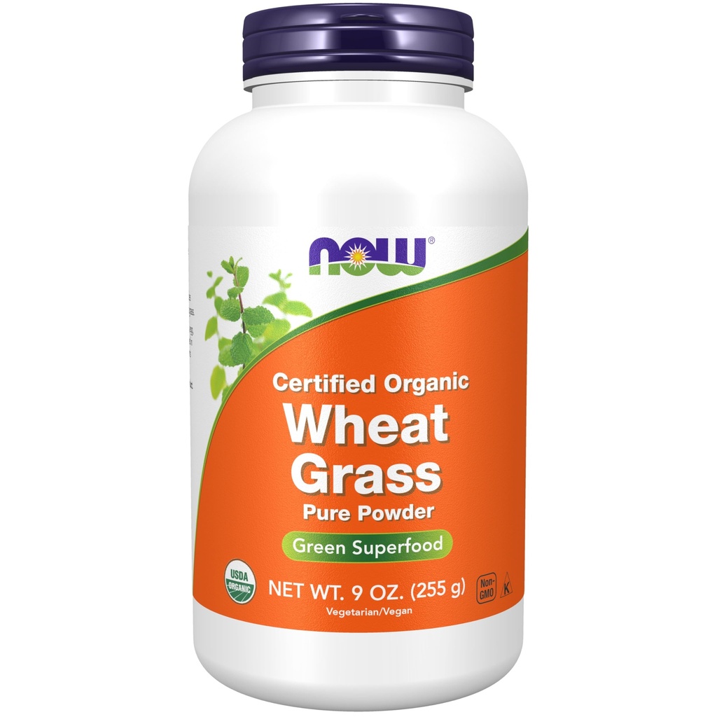 Now Foods Supplements, Certified Organic and Non- GMO, Hvede Grass Powder, Green Superfood, 9-Ounce