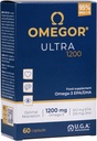 OMEGOR Omega 3 Fiskeolie 1200mg Ultra - 610mg EPA og 510 DHA Omega3 IFOS Certificeret - Høj biotilgængelighed og ingen efterfølgende smag (60 Caps)