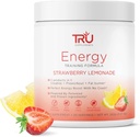 TRU Kosttilskud Energi, Pre træningsformel, Vegansk Friendly, No Jitters, Forbedre workout ydeevne, naturligt ekstraherede Arme, 20 Servering (Strawberry Lemonade)