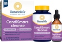 Renew Life Voksen Cleanse - CandiSmart - 15-Day Yeast Cleansing Program - 2-Part Kit - Gluten & Dairy Free - 60 Vegetariske Kapsler + 1 Fl. Oz. Tinktur