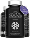 Glucosamin Chondroitin MSM med gurkemeje - fælles støttesupplement til voksne mænd og kvinder - 90 kapsler - 1500mg glucosamin Sulfate per servering
