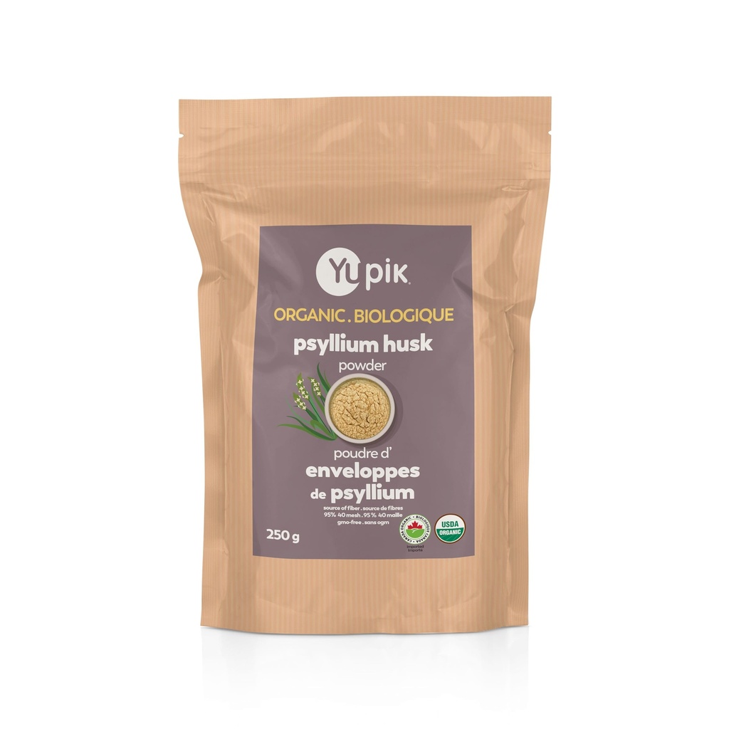 Yupik Organic Psyllium Husk Pulver 8.8oz, 95% Renhed, Opløselig Fiber, USDA Certificeret, Non-GMO, Vegan, Gluten- Free, Unflavored, Plant- baseret, Gross Milled Husk til Bagning & fordøjelsessygdomme