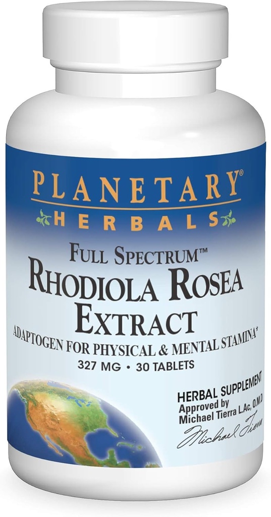 Planetariske Herbals Fuld Spectrum Rhodiola Rosea Extract Tablets, 30 Greve