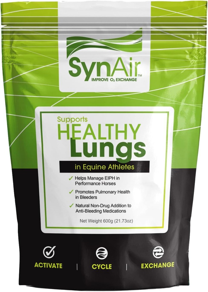 SynNutra Equine SynAir - Natural EIPH Management & Lung Support for Heste - Drug- Gratis formel til at fremme luftvejene sundhed & inddrivelse - Made in USA