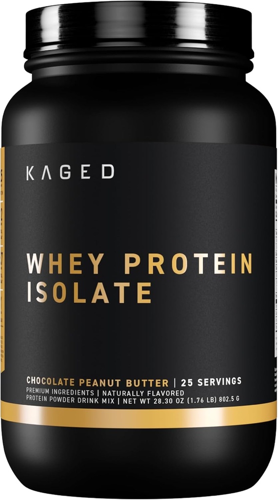 Kaged Whey Protein Isolate Powder | Chocolate Peanut Butter | 100% Pure Low Lactose Whey | Post Workout Recovery Drink | Supports Muscle Building | Supplements for Men & Women | 25 Servings