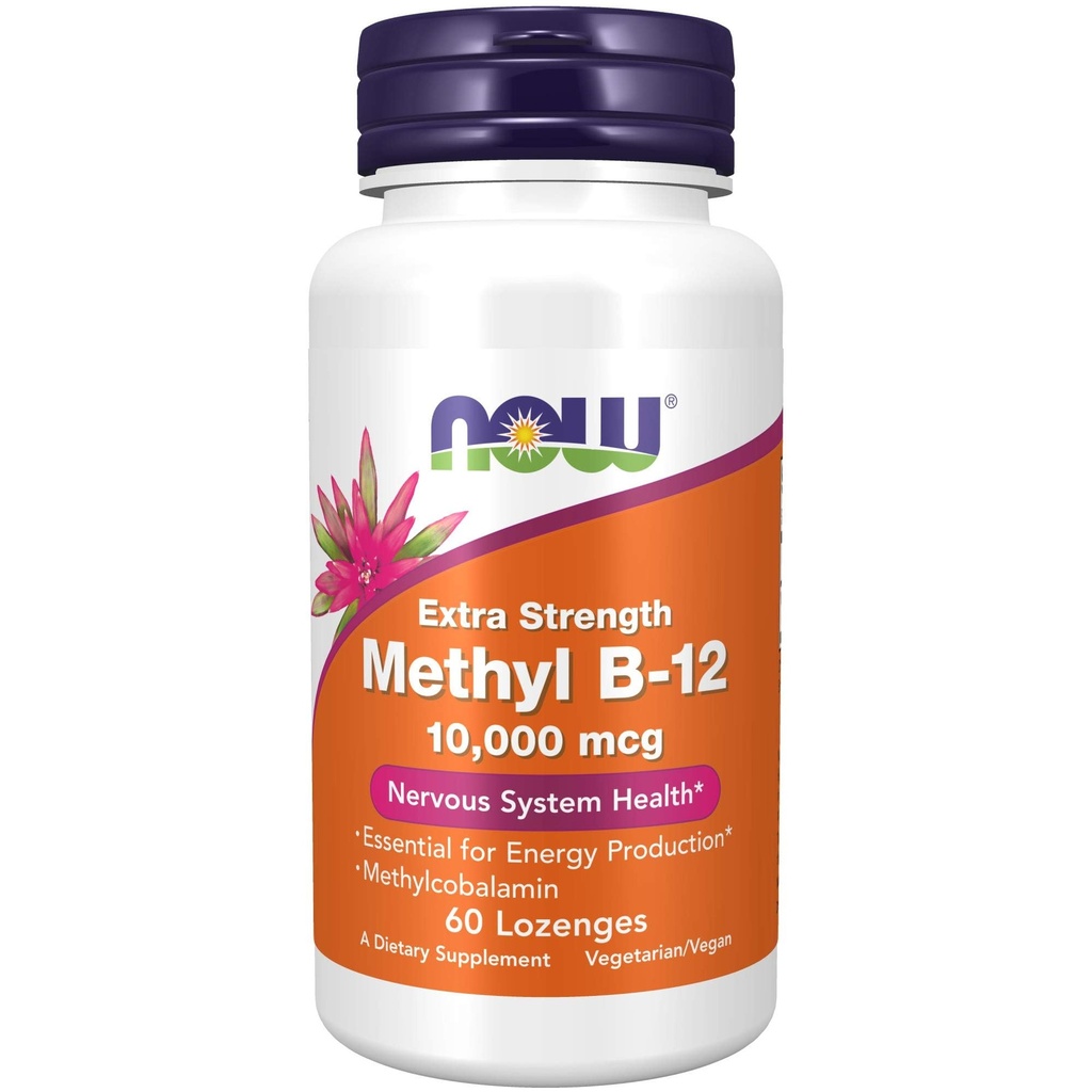Now Foods Supplements, Methyl B- 12 (Methylcobalamin) 10.000 mcg, Nervesystemet Sundhed *, 60 Lozenges