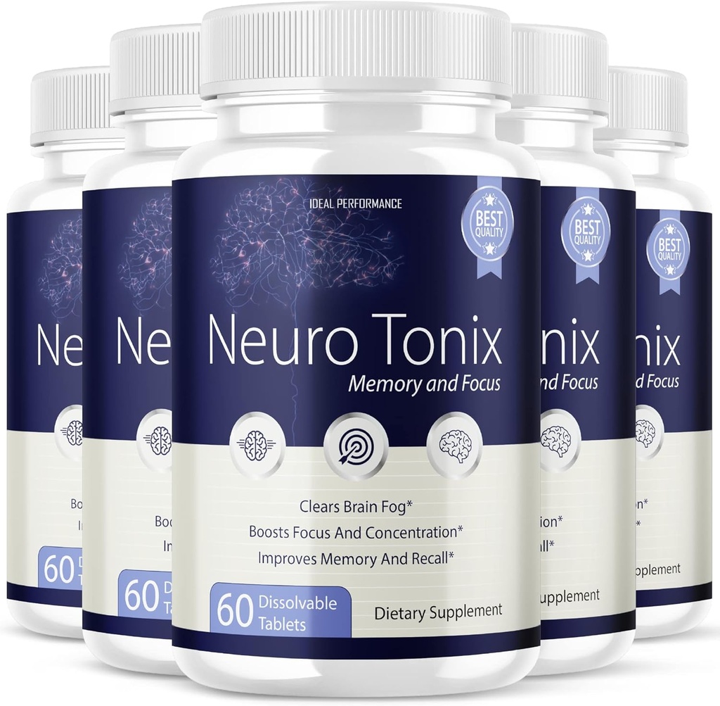 (5 Pack) Neurotonix Memory Supplement - Official Formel - Neuro Tonix Memory Tablets for Focus and Memory, Neruotonix Brain Supplement Pills, Neuro Tonix Advanced Formel Maksimum (300 kapsler)