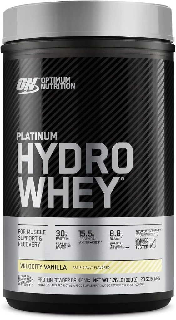 Optimum Nutrition Platinum Hydrovalle Protein Powder, 100% Hydrolyzed Whey Protein Isolate Powder, Flavor: Hastighed Vanilla, 1,75 Pounds