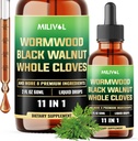 Wormwood Liquid Drops - Wormwood Extract tinktur med sort valnød, Hel Cloves & 8 flere urter - 2 Fl Oz til 60 dages forsyning