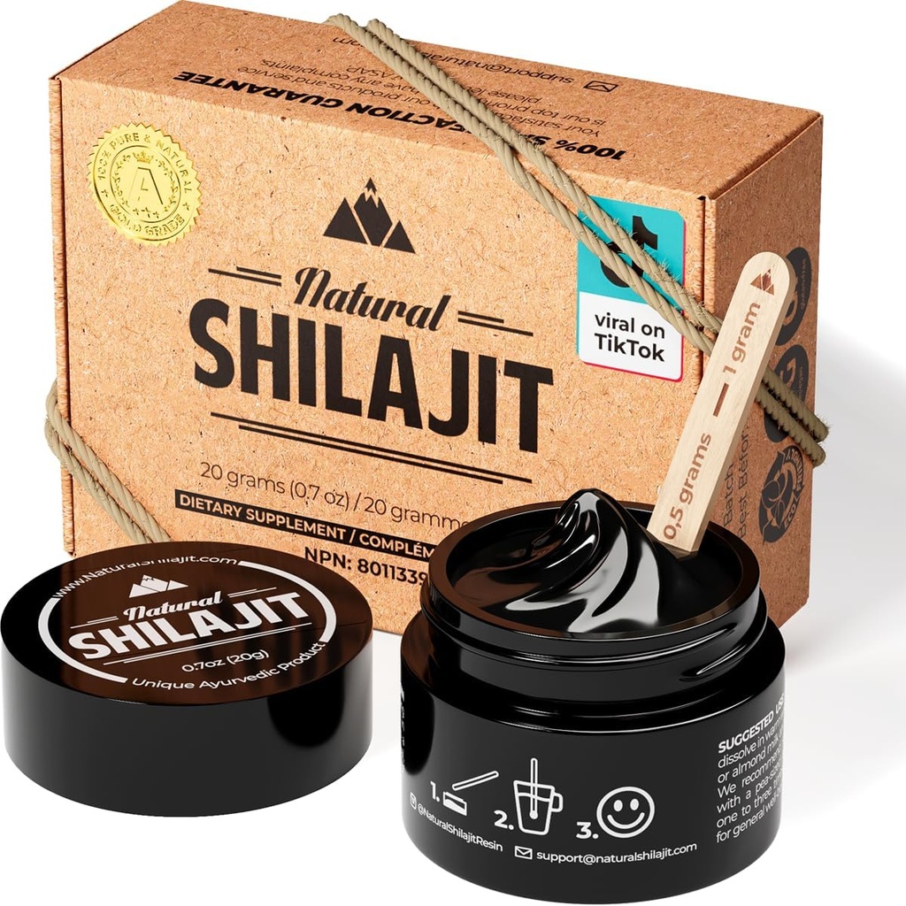 NATURAL SHILAJIT Resin - Shilajit for mænd og kvinder med Fulvic Acid & Trace mineraler, Plantebaserede næringsstoffer til energi, immunforsvar & Vitality Resin