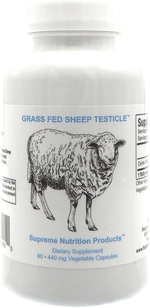 Supreme Nutrition Sheep Testikel - 100% Græs Fed og færdig i New Zealand, 90 Kapsler af Pure Ovine Testikel