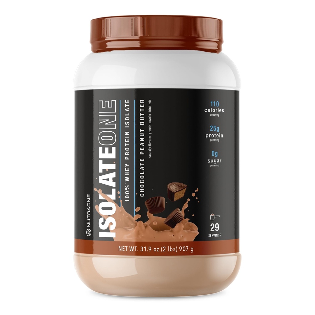 NutraOne IsolateOne Whey Isolate Protein Powder 100% Pure Whey Isolate Powder (Chokolade Peanut Butter - 29 Servere)