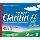 Claritin 24 HR Non Drowsy Allergy Medicine, Loratadine antihistamin tabletter, 10 Ct