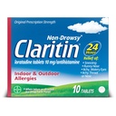 Claritin 24 HR Non Drowsy Allergy Medicine, Loratadine antihistamin tabletter, 10 Ct