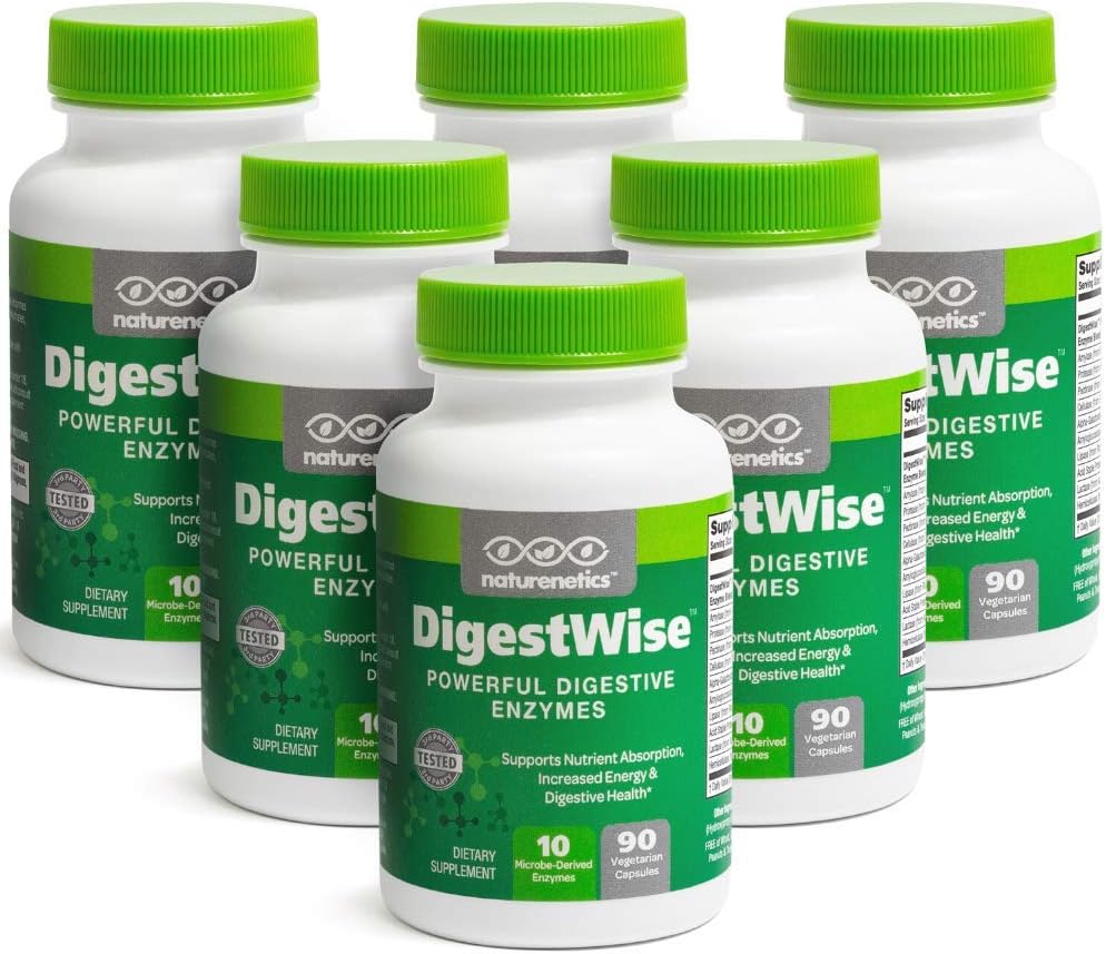 DigistWise fordøjelsesenzymer - 10 kraftfulde Veganske enzymer til at understøtte fordøjelse, gas, Bloating & Constibution Relief - Keto Friendly - Lab Testet - 90 kapsler (6)