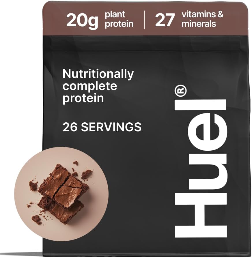 Huel Vegan Protein Powder 124; Chokolade Fudge Brownie Buddy 124; Komplet Nutrition Buddy 124; 20g Protein Powder Buddy 124; 100% Plantbaseret Buddy 124; 27 Vitamin & Mineraler, Gluten Free, Non- GMO, Lactose Free Buddy 124; 26 Servere