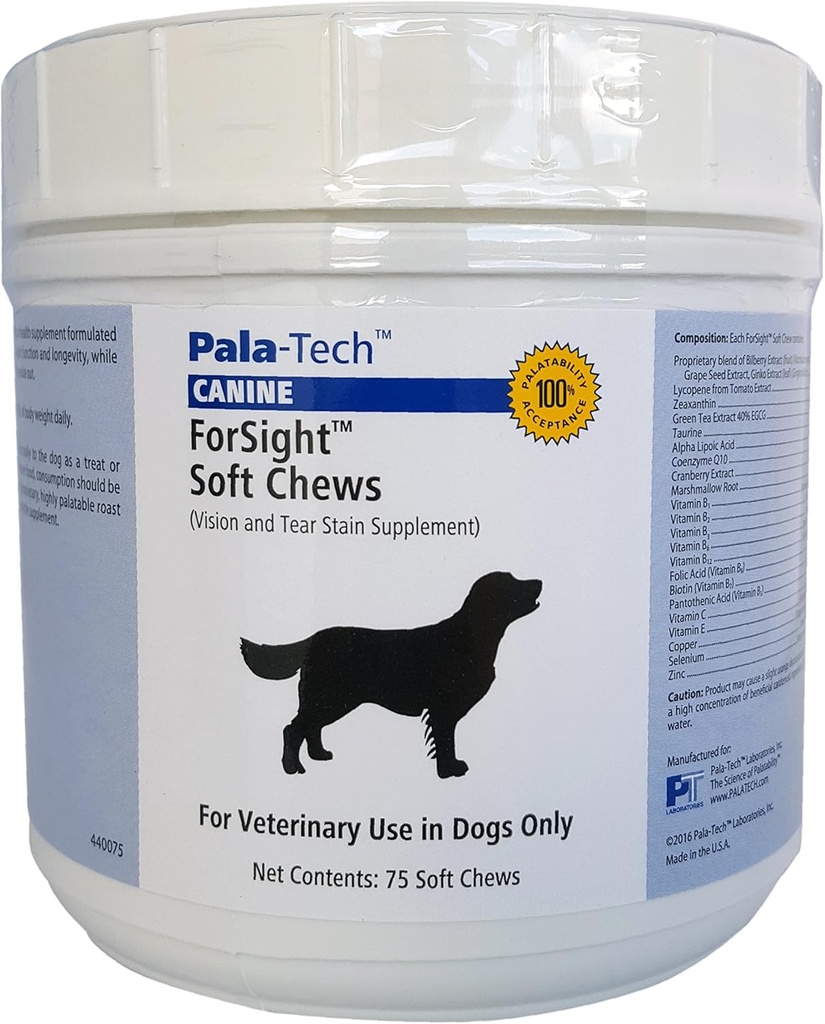 PalaTech Canine Forsight Petite Soft Chews - Tear Stain Chews for Dogs - Canine Eye Supplement - Understøtter Eye Health - Perfekt til hund øjeninfektion behandling