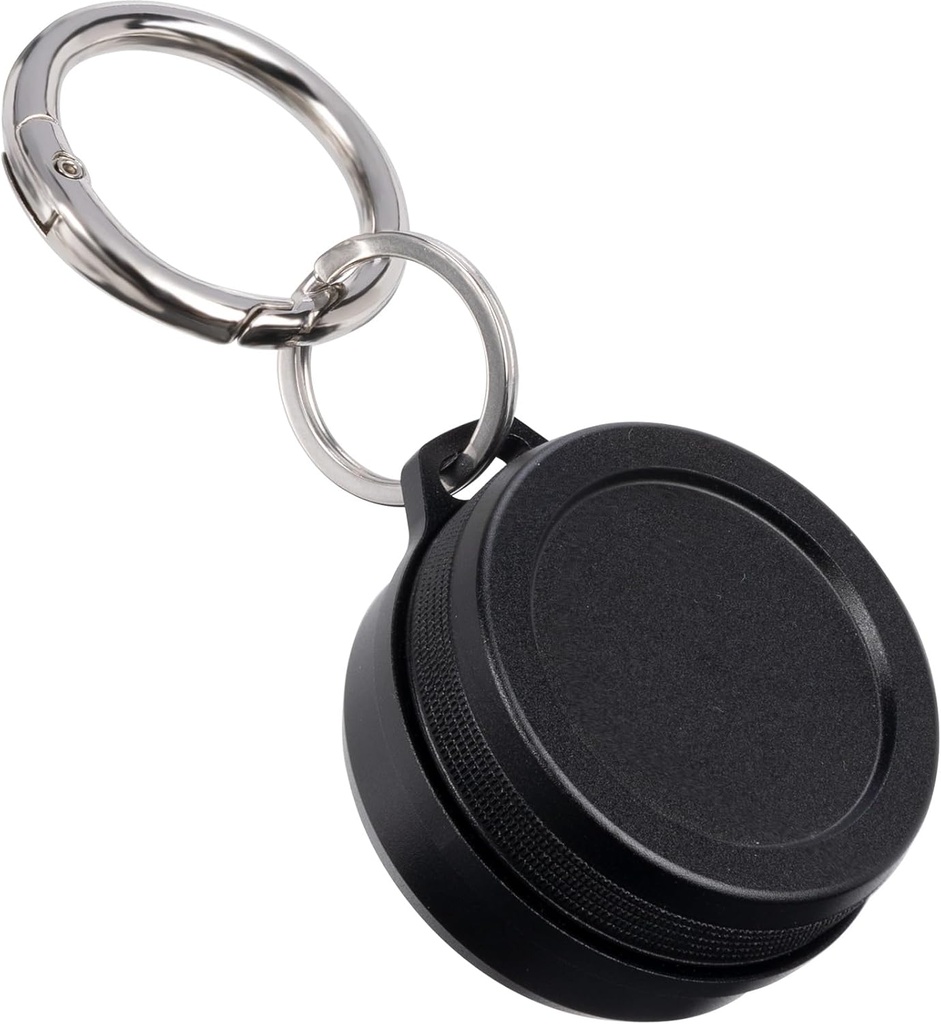 Metal carrying Case - Bærbar daglig rejse Keychain Pill Holder Vandtæt, Lille Container til Eartændrør, piller, Mønter Kompatibel med Loop, Eargasme & Vibes, Compact Mini Purse Pill Case Box (sort)