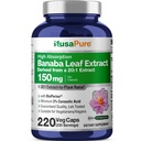 NusaPure Banaba Leaf 20: 1 Extract, 150 mg Ækvivalent med 3,000mg Veg Caps, 220 Days Supply (Non-GMO & Vegan) 2% Corolsyre