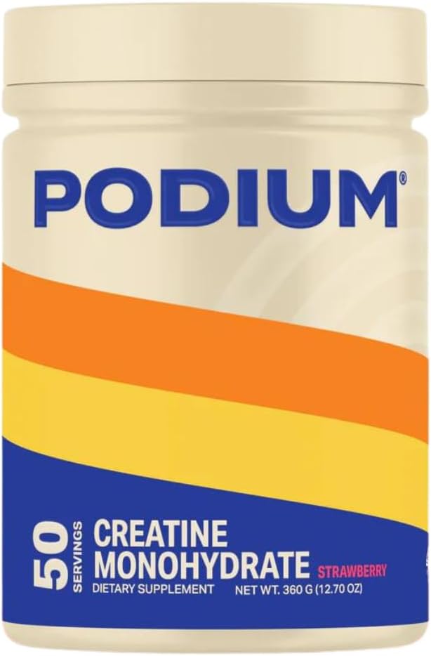 Podium Nutrition, Solos; Creatine Monohydrat, 50 Servering, Jordbær, Boost Atletisk ydeevne