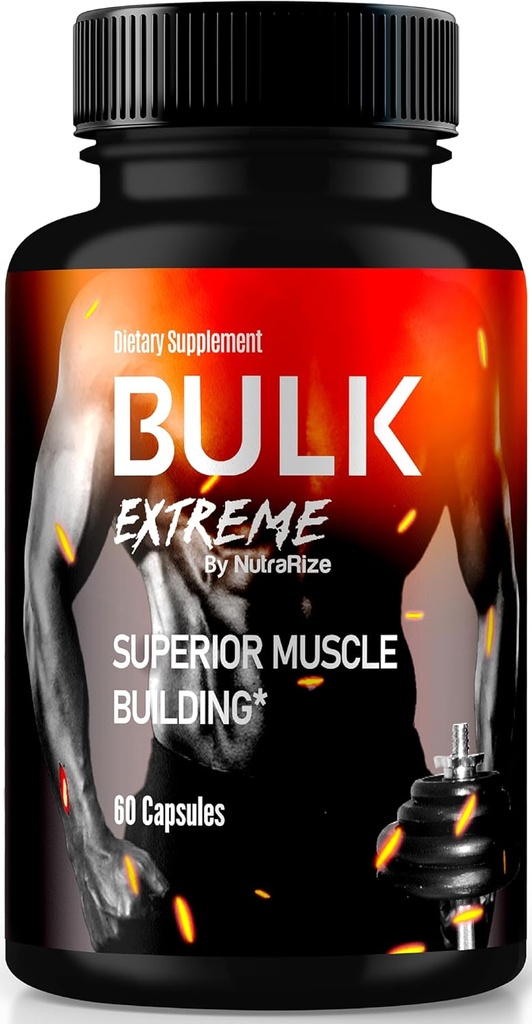 Bulk Extreme Superior Muscle Building Advanced Formel, Bulk Extreme for Lean Muscle Mass for Mænd, Alle naturlige muskel Builder, mandlige piller for fysisk ydeevne, anmeldelser (60 kapsler)